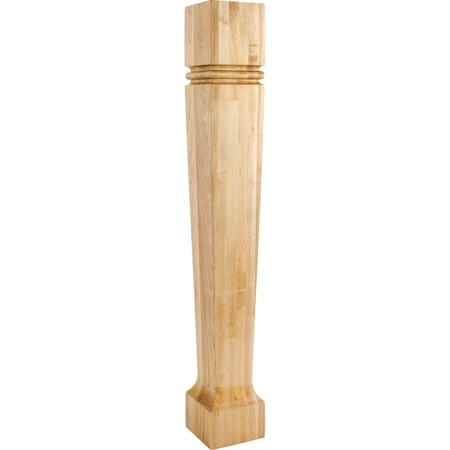 Hardware Resources 5" Wx5"Dx35-1/2"H Rubberwood Bullnose Tapered Post P80-5-RW